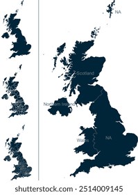 UNITED KINGDOM MAP with its administrative divisions and regions