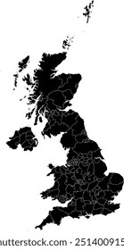 UNITED KINGDOM MAP with its administrative divisions and regions