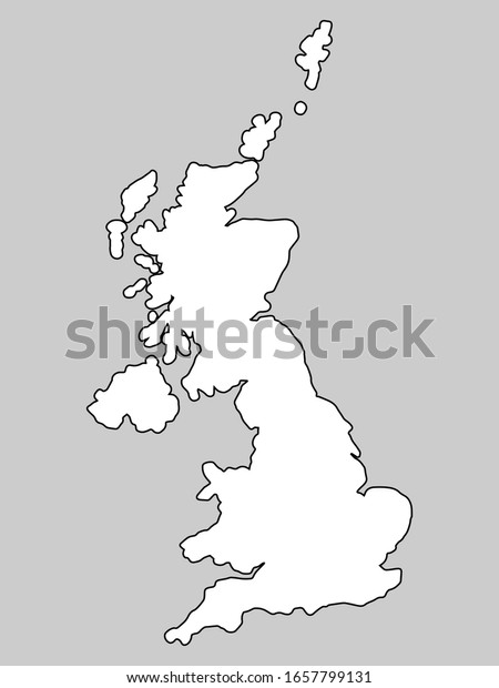 United Kingdom Map Black Outline Vector 3465