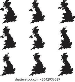 United Kingdom map black silhouette vector style with white background