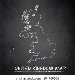 United Kingdom map blackboard chalkboard vector