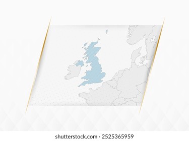 United Kingdom Map in Blue with Gold Framed Accents. Modern Vector Map of United Kingdom. Vector Illustration.