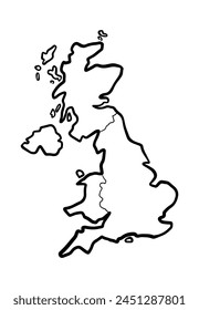 United Kingdom map with border. Hand drawn illustration.