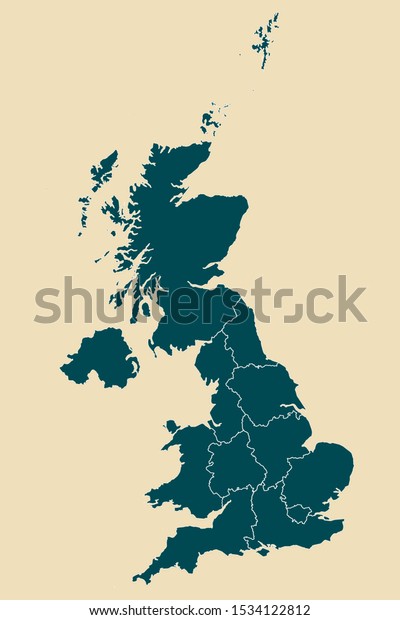 United Kingdom Map Boundaries Vector Illustrationdutch Vetor Stock 