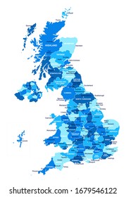 United Kingdom map. Cities regions Vector illustration