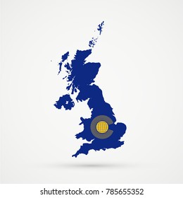 United Kingdom map in Commonwealth of Nations flag colors, editable vector.