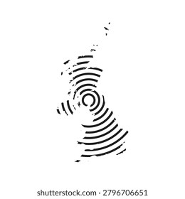 united kingdom map with concentric circle