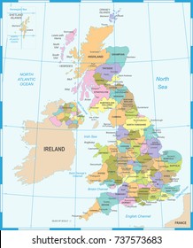 United Kingdom Map - Detailed Vector Illustration