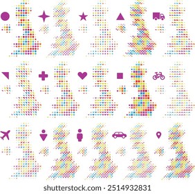 Reino Unido mapa em diferentes formas ícone.eps
