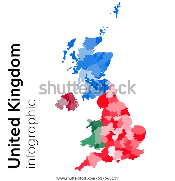 United kingdom map divided on regions for infographic\
Great Britain 