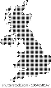 United Kingdom map dots vector outline illustration background. Dotted map of UK. Creative pixel art map of Great Britain with highly detailed border