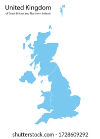 united kingdom map, england, scotland, wales, northern ireland, vector illustration 