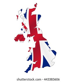 united kingdom map filled with great Britain color flag eps10