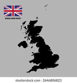 united kingdom map with flag