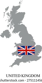 united kingdom map with flag