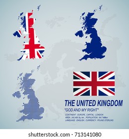 The United Kingdom Map And Flag.(EPS10 Art Vector)