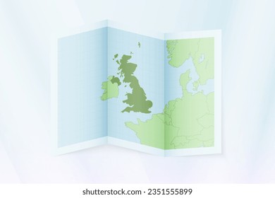 United Kingdom map, folded paper with United Kingdom map. Vector illustration.