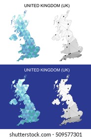 United Kingdom map in geometric polygonal style. UK Abstract gems triangle.