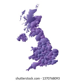 United Kingdom map. Geometric style country outline. Lovely violet vector illustration.