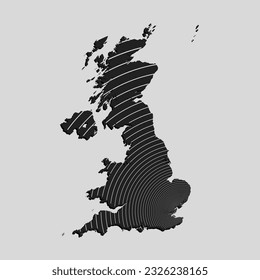 United Kingdom map from grey lines on background - internet signal. Template Europe country for pattern, design, illustration or infographic. Digital concept with internet signal of the vector map UK