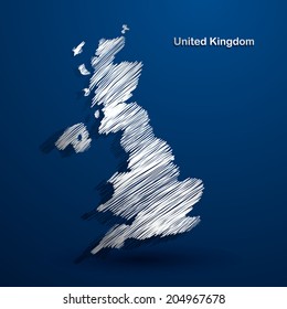 United Kingdom map hand drawn background vector,illustration