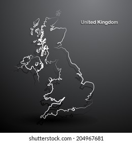 United Kingdom map hand drawn background vector,illustration
