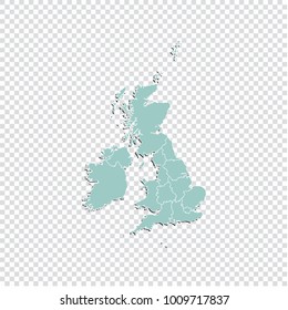 United Kingdom map - High detailed pastel color map of United Kingdom. United Kingdom map isolated on transparent background. Vector illustration eps 10.
