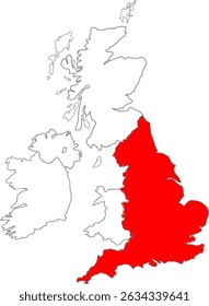  United kingdom map Highlighting england Country, england Map