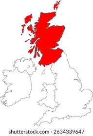 Reino Unido mapa Highlighting scotland País, scotland Mapa