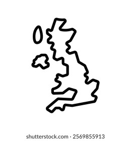 United Kingdom map icon Black and white outline vector