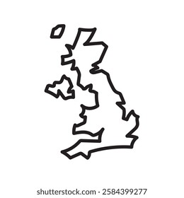 United Kingdom map icon black and white vector outline sign