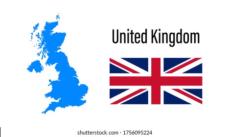 United Kingdom map icon and flag in flat style. Simple vector illustration