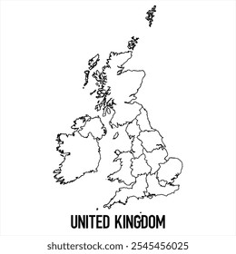united kingdom map icon isolated on white background. Outline map. Simple line icon. Vector illustration