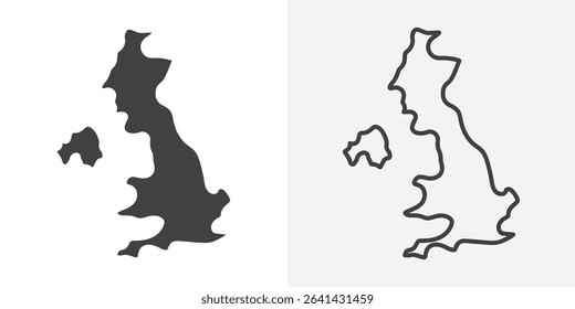 United Kingdom map icon Line graphics illustration
