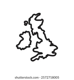 United Kingdom map icon Simple thin outline