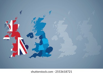 United Kingdom Map Illustration Colorful Infographic Template