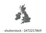 united kingdom map isolated on white background. for website layouts, reports, annual infographics, world,travel around the world, map silhouette backdrop.