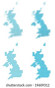 United Kingdom map mosaic set. Isolated on white background.