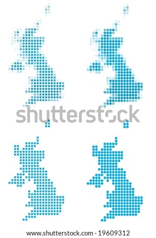 United Kingdom map mosaic set. Isolated on white background.