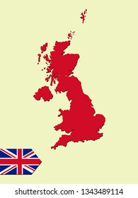 United Kingdom map with national flag 