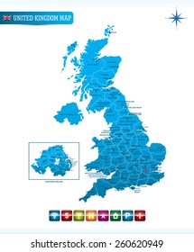 United Kingdom Map with navigation icons