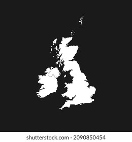 United Kingdom map on black background