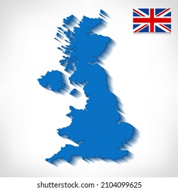 United Kingdom Map on gray background 3D illustration