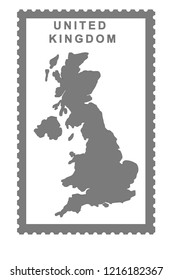 United Kingdom map on the postage stamp vector
