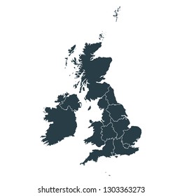 United Kingdom map on White background vector, United Kingdom Map Outline Shape Gray on White Vector Illustration, High detailed Gray illustration map United Kingdom. svg