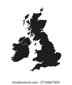 Reino Unido mapa sobre fondo blanco, Ilustración vectorial