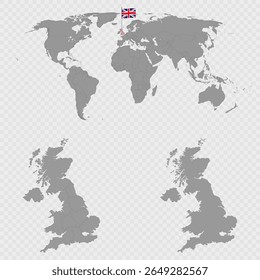 United Kingdom Map Set with World Location.