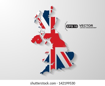 United Kingdom map with shadow effect