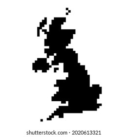 United Kingdom map silhouette from black square pixels. Vector illustration.