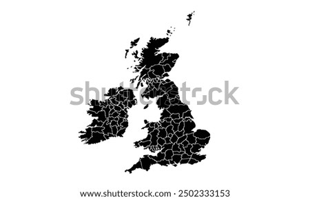 United kingdom map silhouette isolated on white background. for website layouts, background,education,precise, customizable,Travel worldwide, map silhouette backdrop, earth geography,political,report.